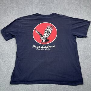 Y2k Surfwear Hurley Mens Graphic T-Shirt XXL Faded Blue Hawk Surfboards